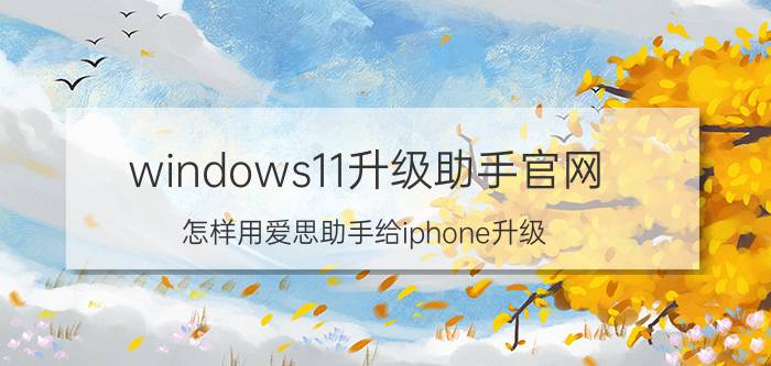 windows11升级助手官网 怎样用爱思助手给iphone升级？